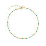 1948-Enamel Beaded Chain Anklet-Anklets-14k Gold Filled, Turquoise/Blue Enamel-Blue Ruby Jewellery-Vancouver Canada