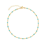 1948-Enamel Beaded Chain Anklet-Anklets-14k Gold Filled, Turquoise/Blue Enamel-Blue Ruby Jewellery-Vancouver Canada