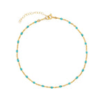 1948-Enamel Beaded Chain Anklet-Anklets-14k Gold Filled, Blue Enamel-Blue Ruby Jewellery-Vancouver Canada