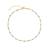 1948-Enamel Beaded Chain Anklet-Anklets-14k Gold Filled, Blue Enamel-Blue Ruby Jewellery-Vancouver Canada