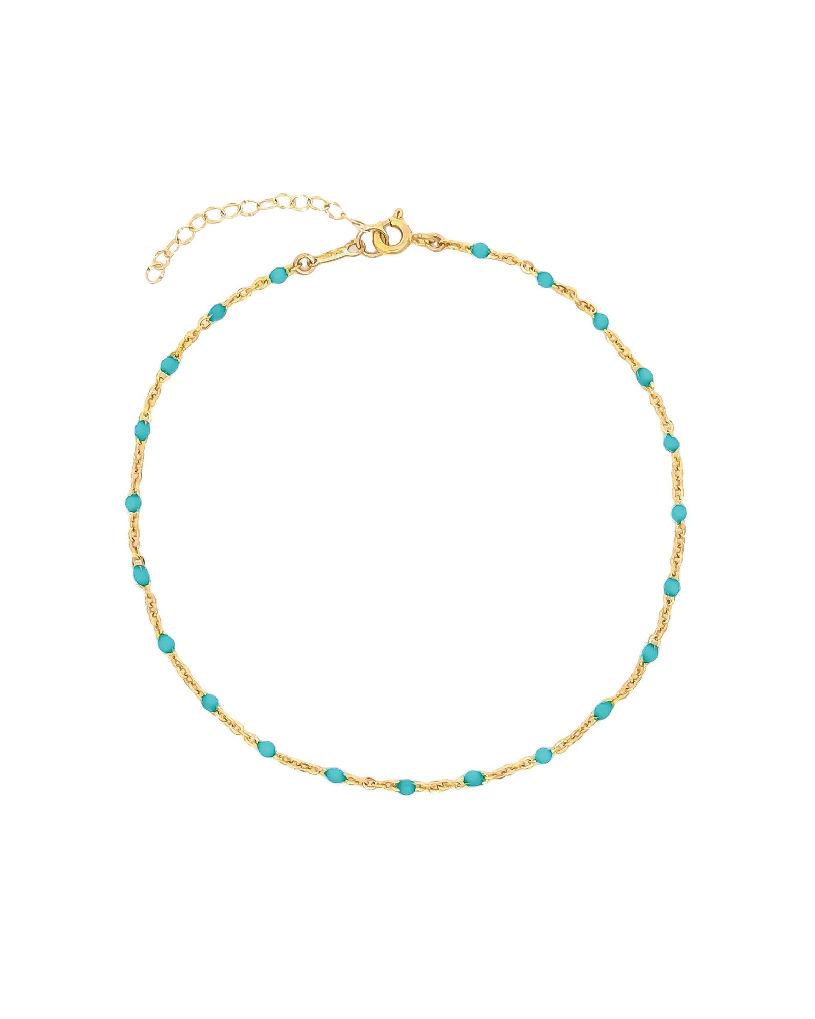 1948-Enamel Beaded Chain Anklet-Anklets-14k Gold Filled, Blue Enamel-Blue Ruby Jewellery-Vancouver Canada