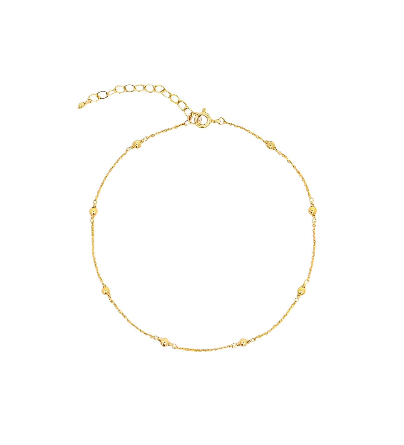 Beaded Station Anklet 14k Gold Filled
