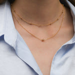 1948-Single Bead Necklace-Necklaces-14k Gold Filled-Blue Ruby Jewellery-Vancouver Canada