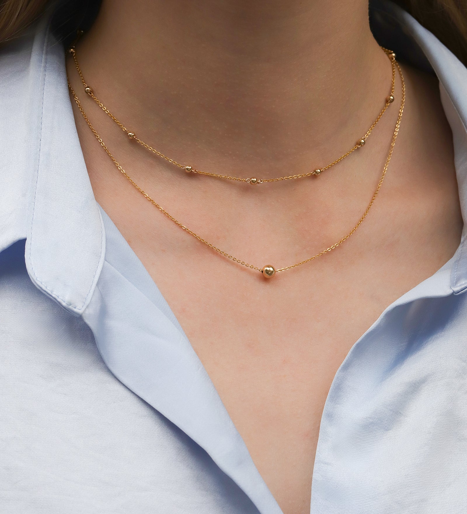 1948-Single Bead Necklace-Necklaces-14k Gold Filled-Blue Ruby Jewellery-Vancouver Canada