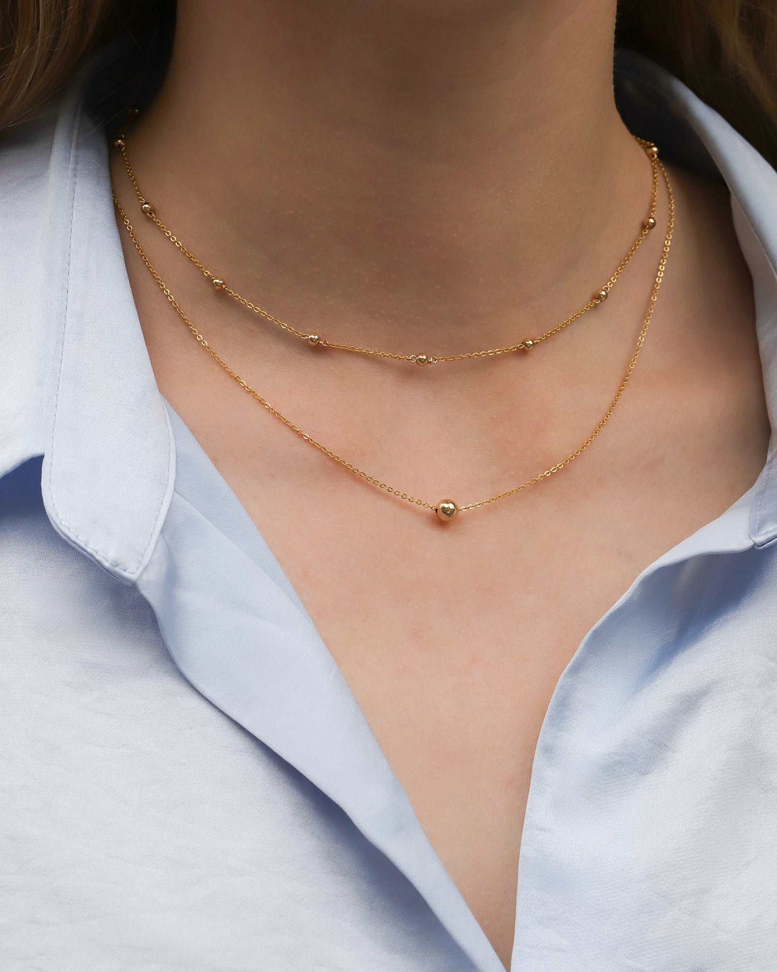 1948-Single Bead Necklace-Necklaces-14k Gold Filled-Blue Ruby Jewellery-Vancouver Canada