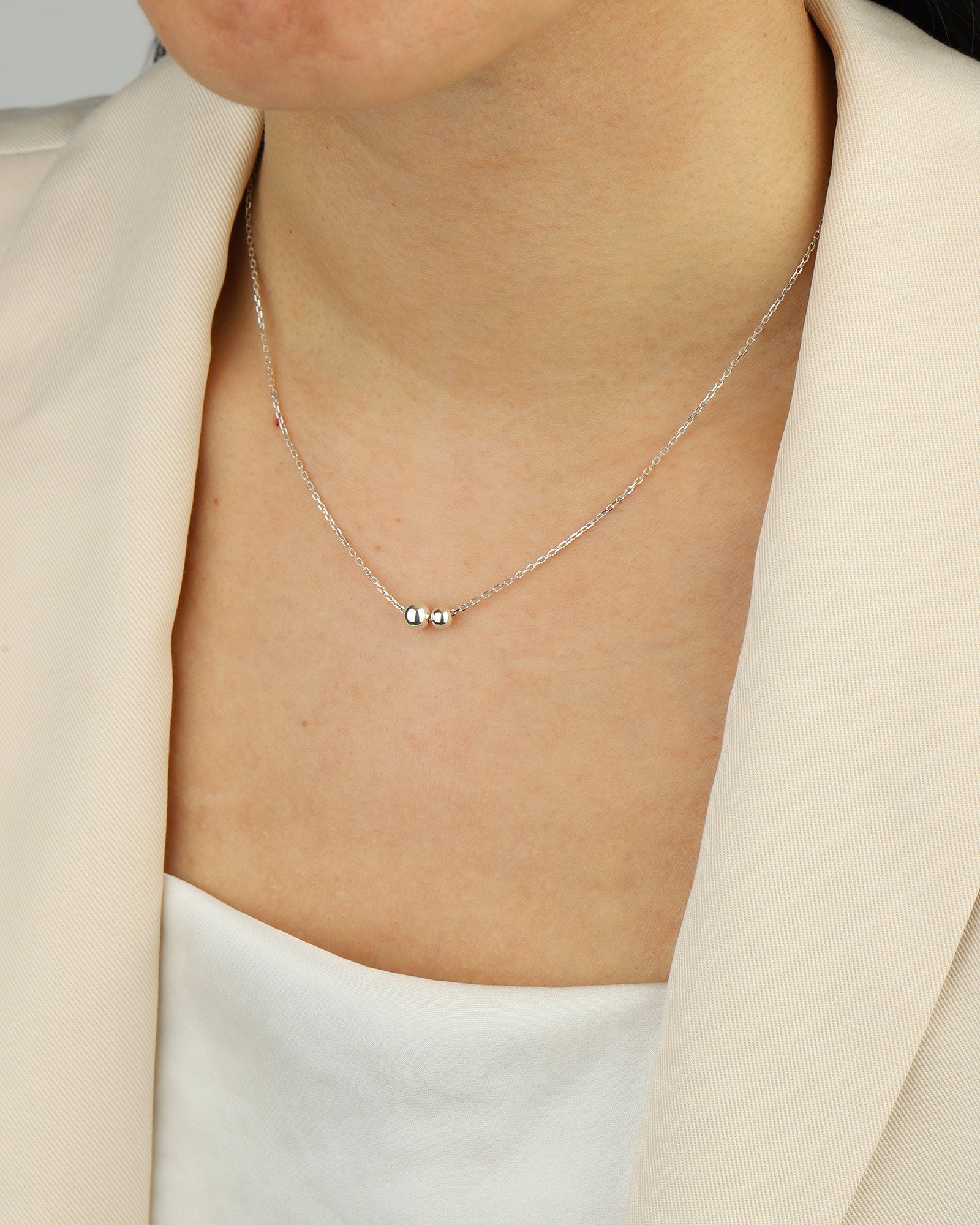 2 Bead Toi Et Moi Necklace Sterling Silver