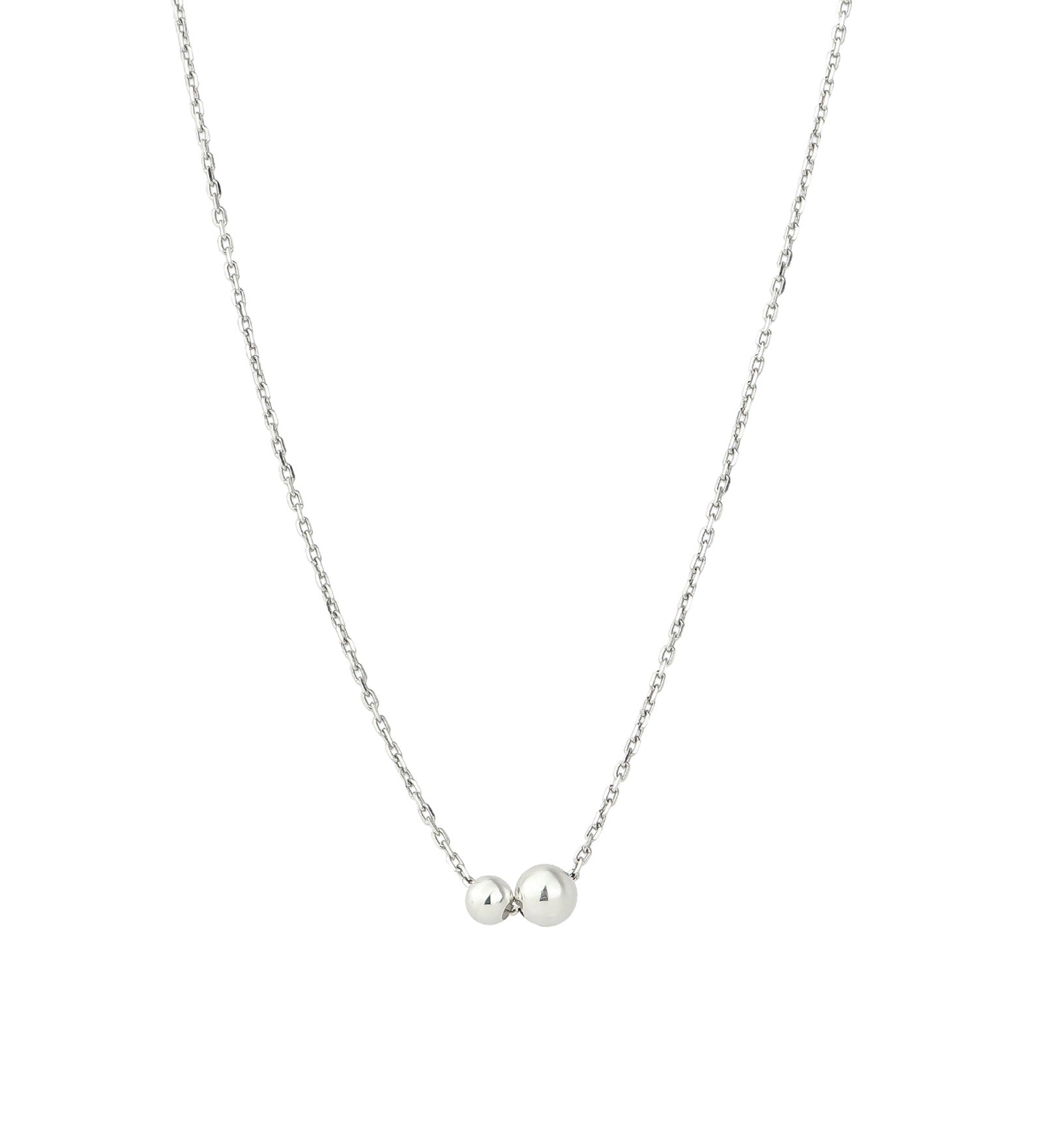 2 Bead Toi Et Moi Necklace Sterling Silver