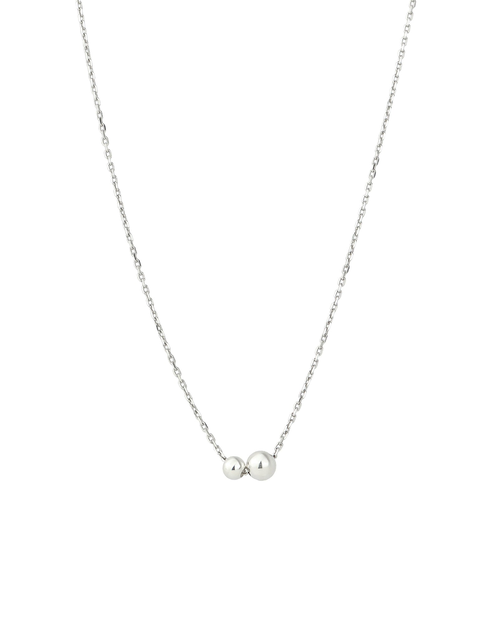 2 Bead Toi Et Moi Necklace Sterling Silver