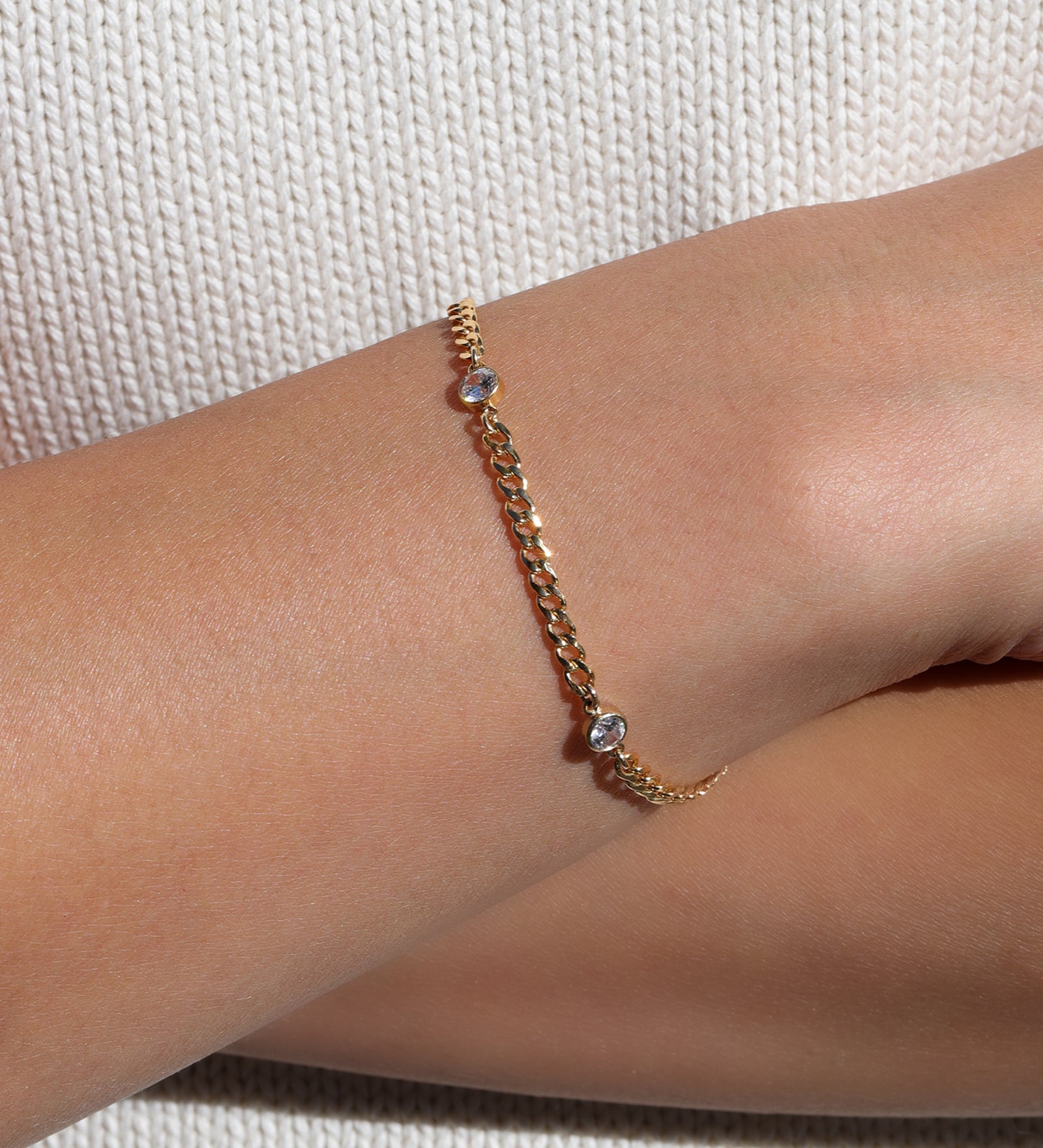 1948-Station 3 CZ Curb Bracelet-Bracelets-Blue Ruby Jewellery-Vancouver Canada