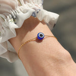 1948-Evil Eye Rectangular Rolo Chain Bracelet-Bracelets-Blue Ruby Jewellery-Vancouver Canada