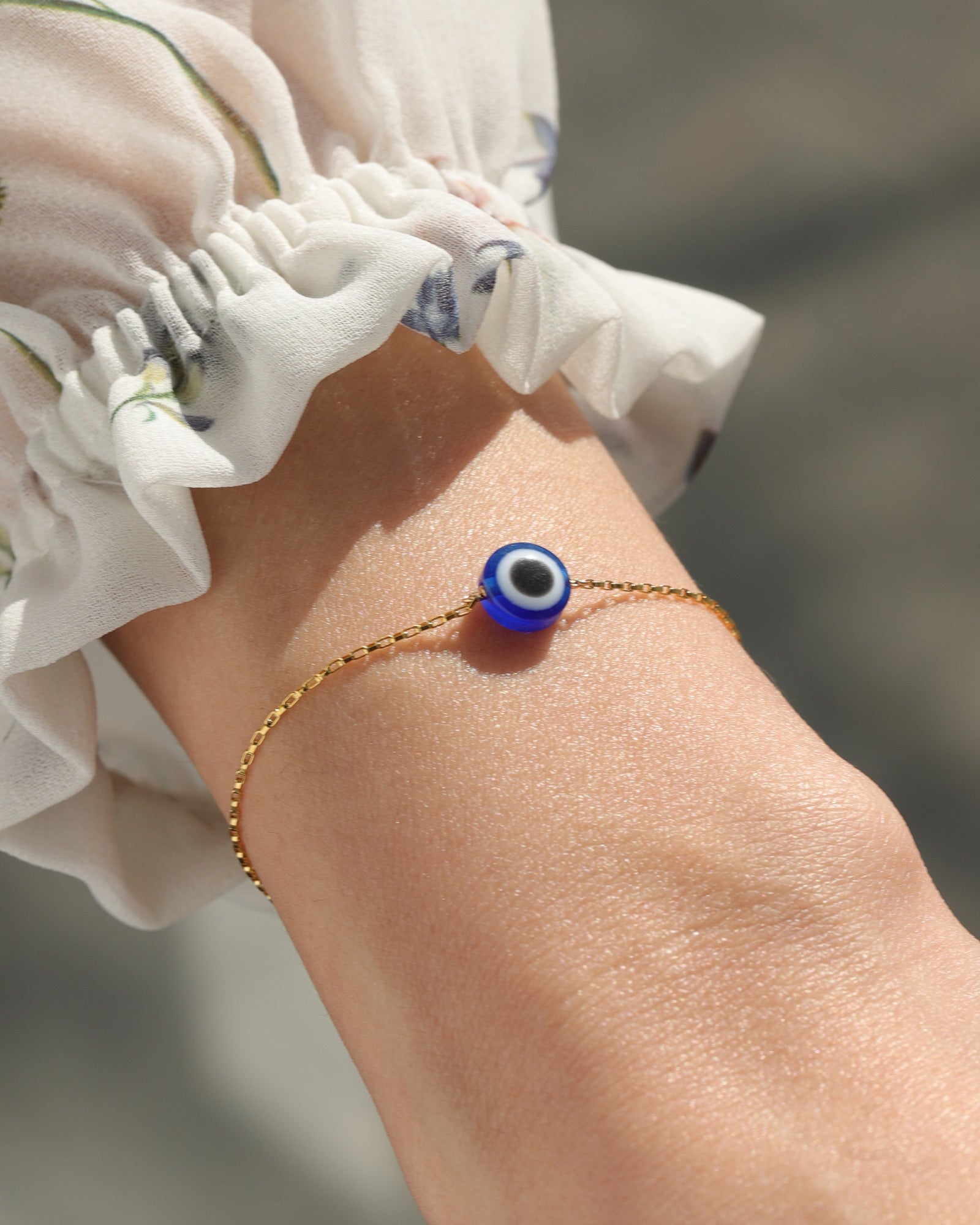 1948-Evil Eye Rectangular Rolo Chain Bracelet-Bracelets-Blue Ruby Jewellery-Vancouver Canada