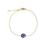 1948-Evil Eye Rectangular Rolo Chain Bracelet-Bracelets-14k Gold Filled, Blue Enamel-Blue Ruby Jewellery-Vancouver Canada