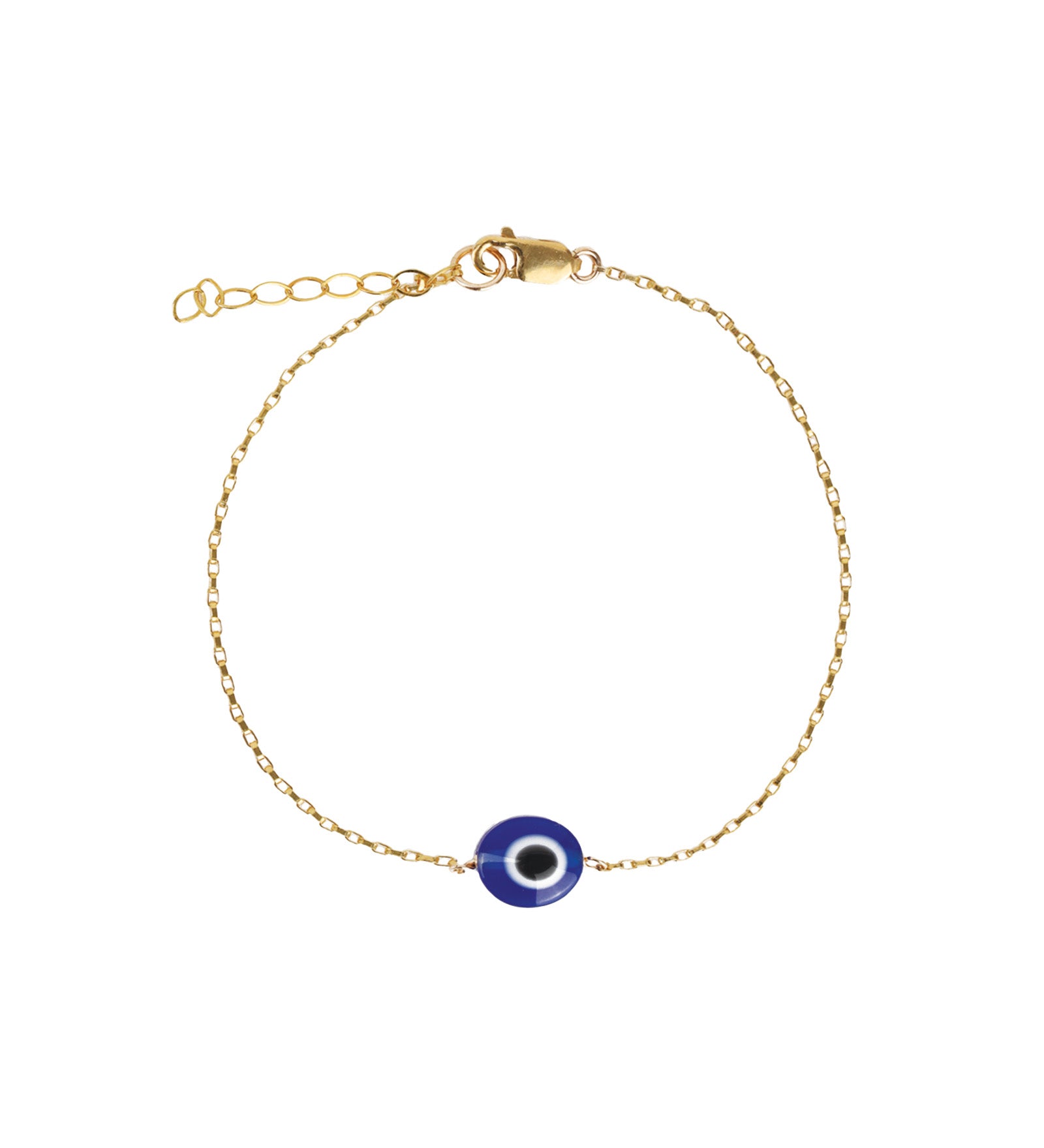 1948-Evil Eye Rectangular Rolo Chain Bracelet-Bracelets-14k Gold Filled, Blue Enamel-Blue Ruby Jewellery-Vancouver Canada