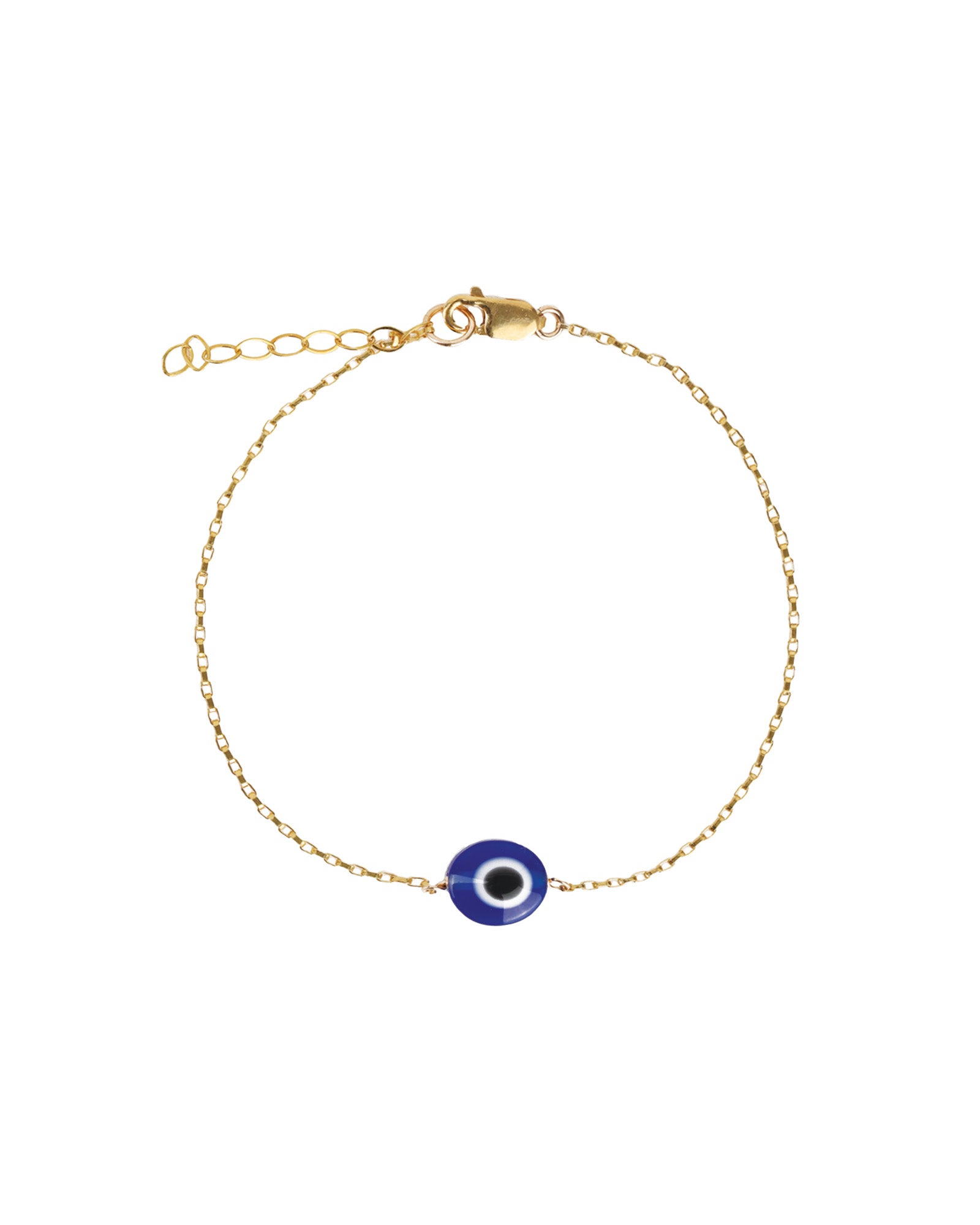 1948-Evil Eye Rectangular Rolo Chain Bracelet-Bracelets-14k Gold Filled, Blue Enamel-Blue Ruby Jewellery-Vancouver Canada