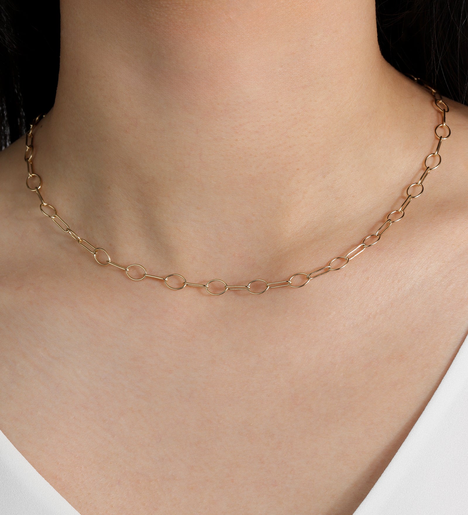 1948-Oval Flat Link Chain Necklace-Necklaces-Blue Ruby Jewellery-Vancouver Canada
