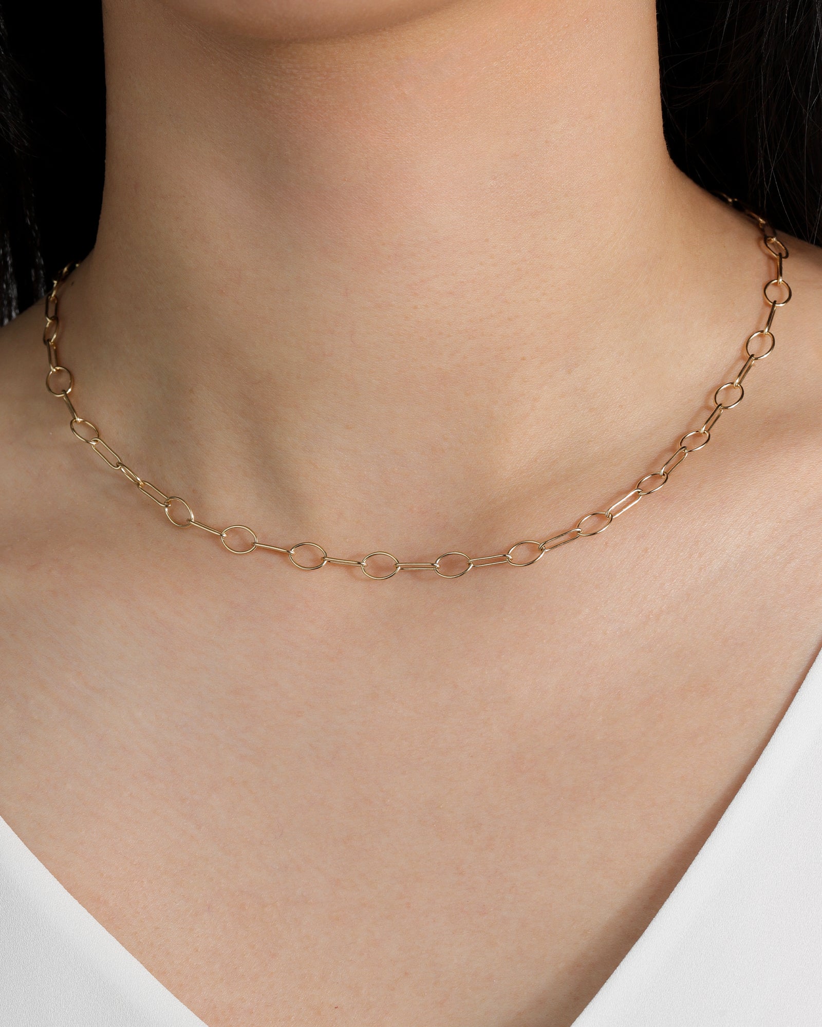 1948-Oval Flat Link Chain Necklace-Necklaces-Blue Ruby Jewellery-Vancouver Canada