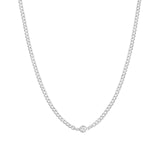 Single CZ Small Curb Chain Necklace Sterling Silver, Cubic Zirconia
