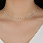 1948-Single CZ Small Curb Chain Necklace-Necklaces-Blue Ruby Jewellery-Vancouver Canada
