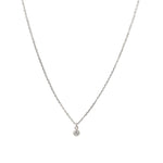 Single CZ Drop Necklace Sterling Silver, Cubic Zirconia