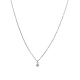 Single CZ Drop Necklace Sterling Silver, Cubic Zirconia
