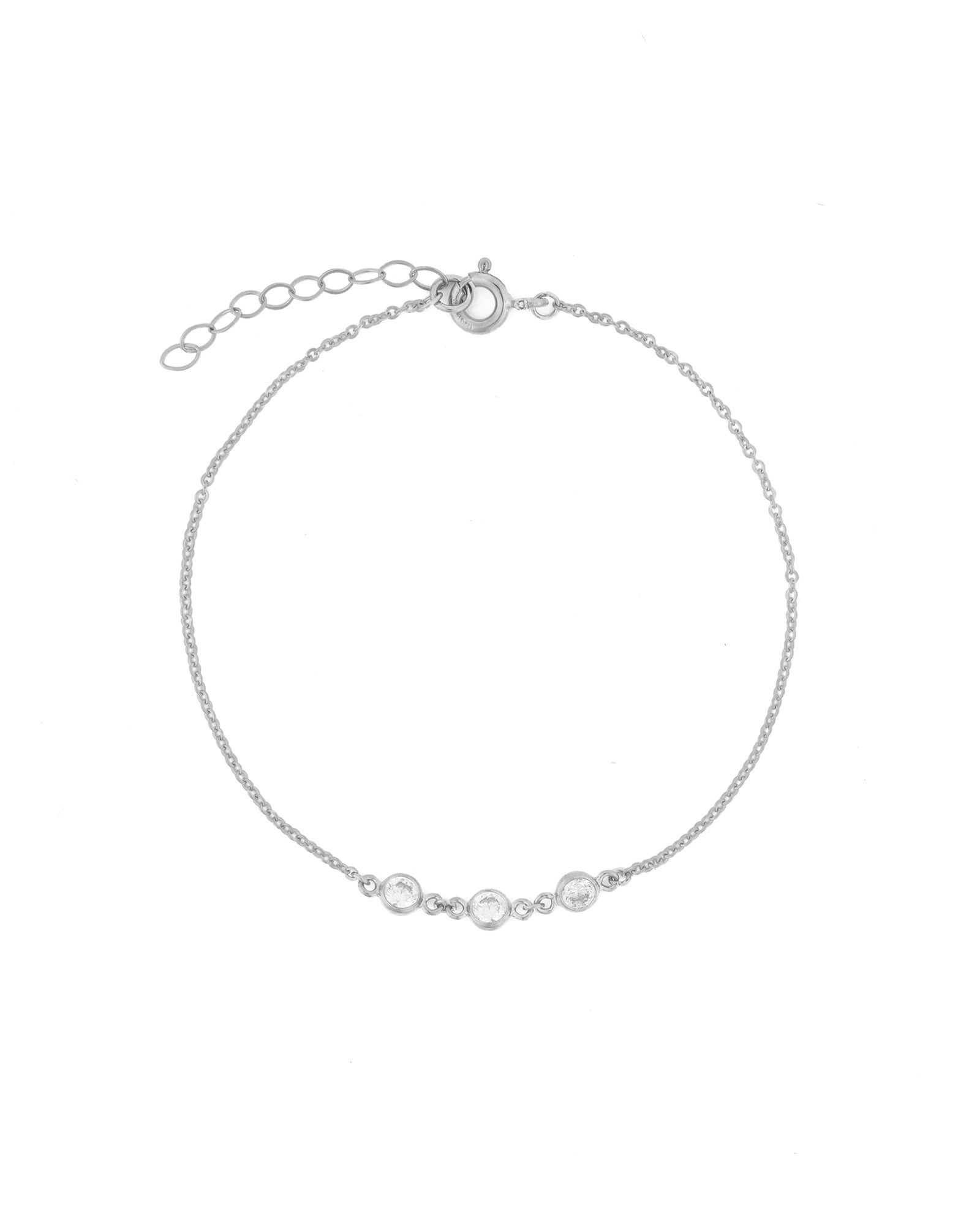 Three CZ Bracelet Sterling Silver, Cubic Zirconia