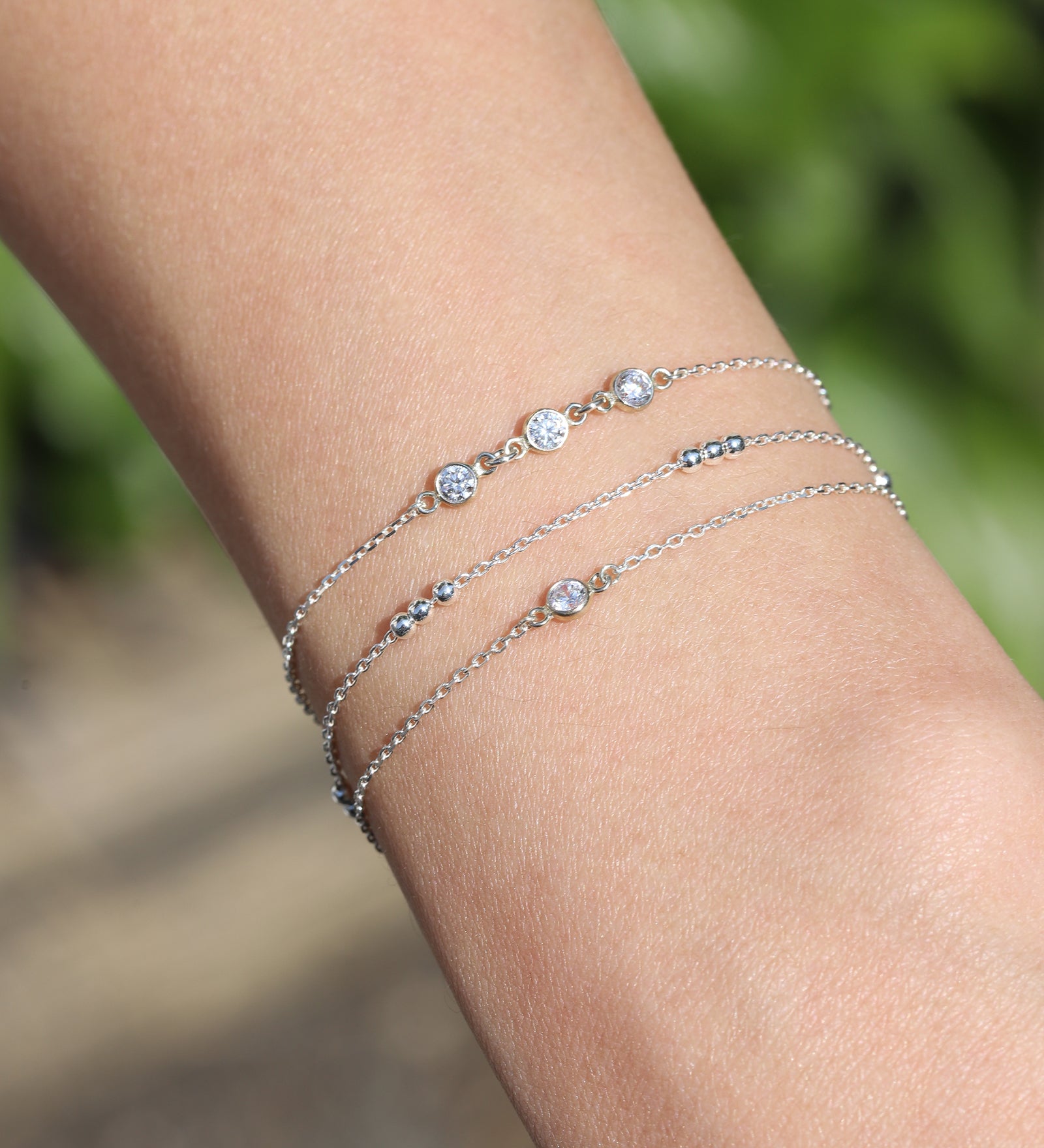 1948-Three CZ Bracelet-Bracelets-Blue Ruby Jewellery-Vancouver Canada