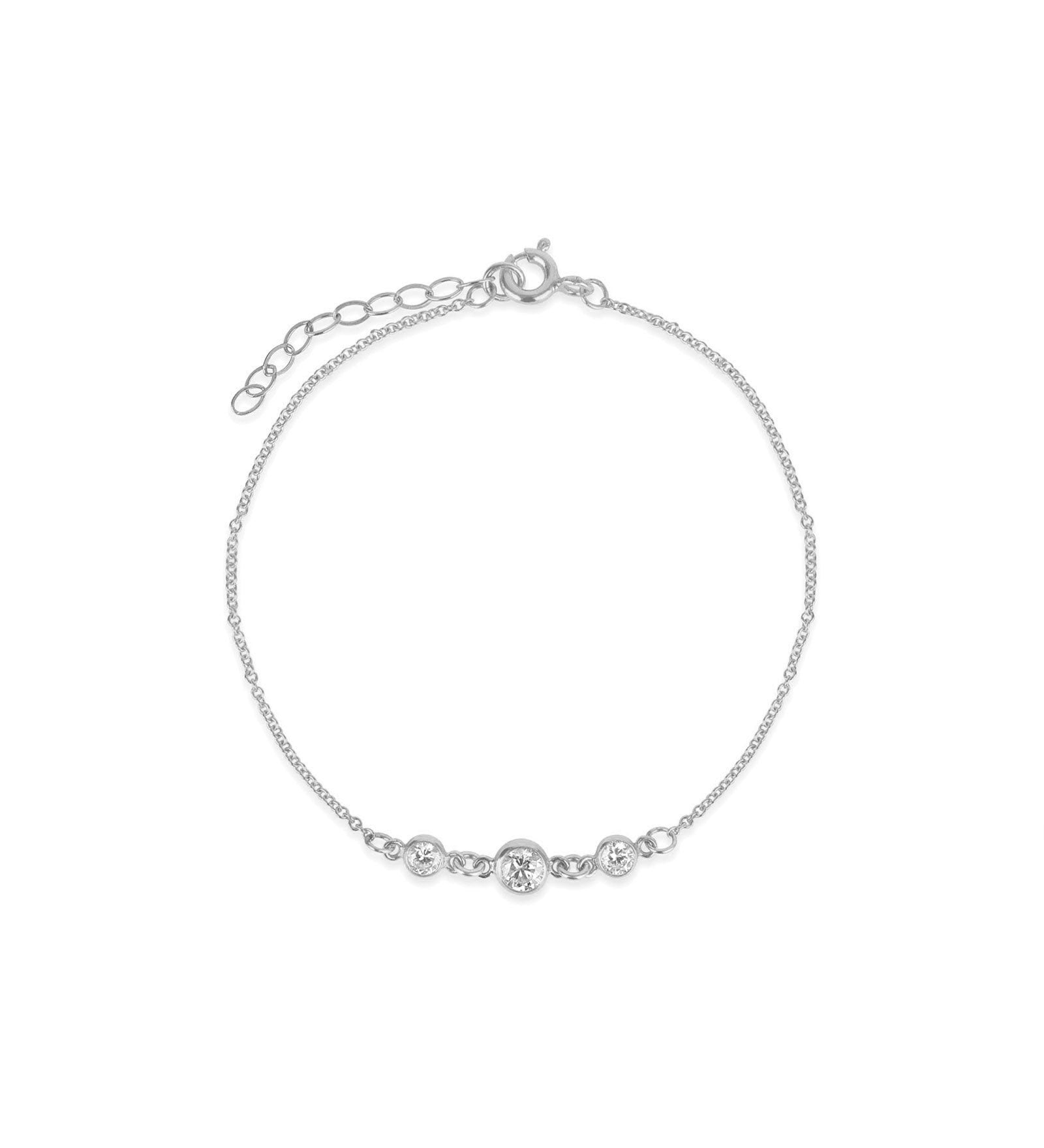 Three Graduated CZ Bracelet Sterling Silver, Cubic Zirconia