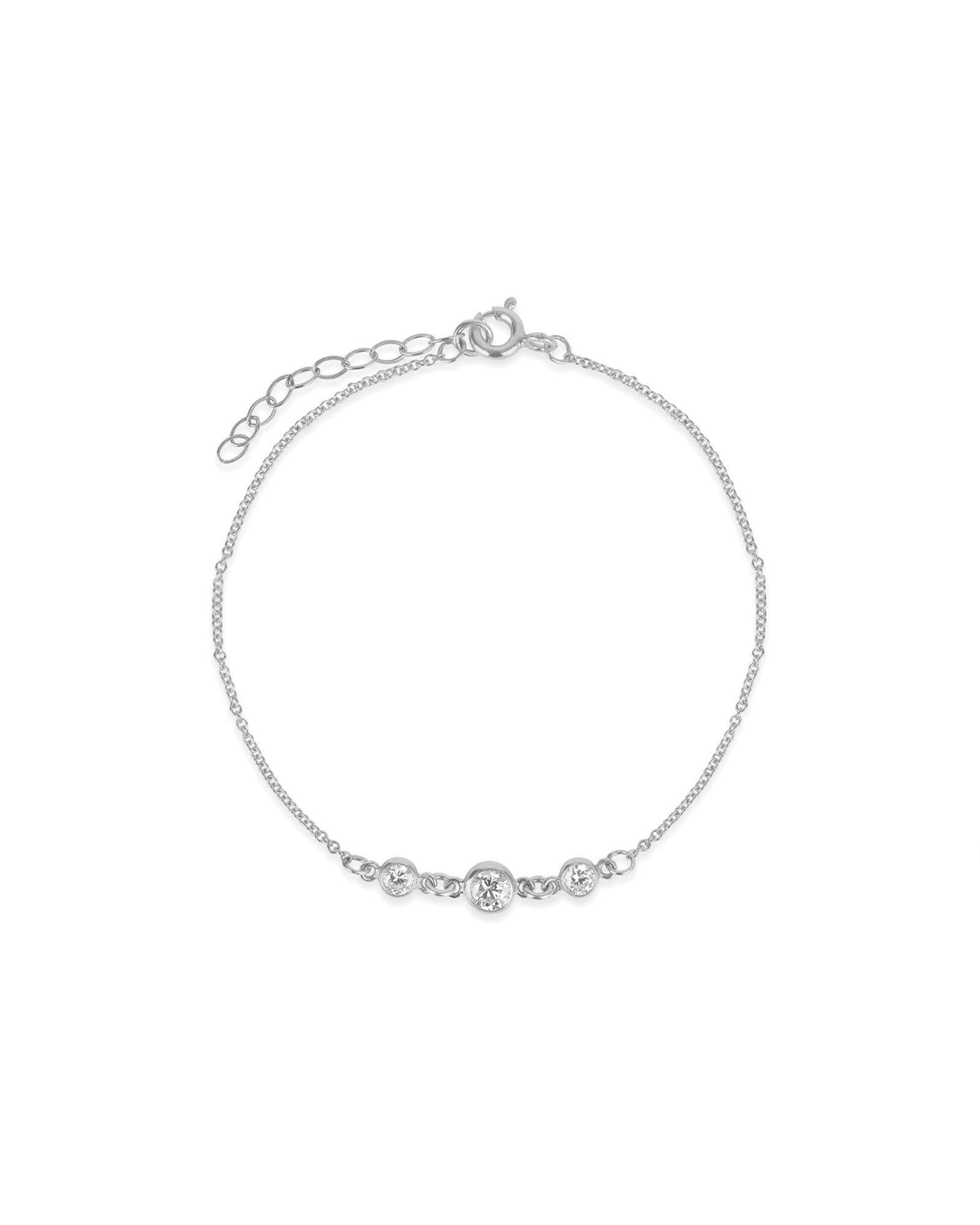Three Graduated CZ Bracelet Sterling Silver, Cubic Zirconia