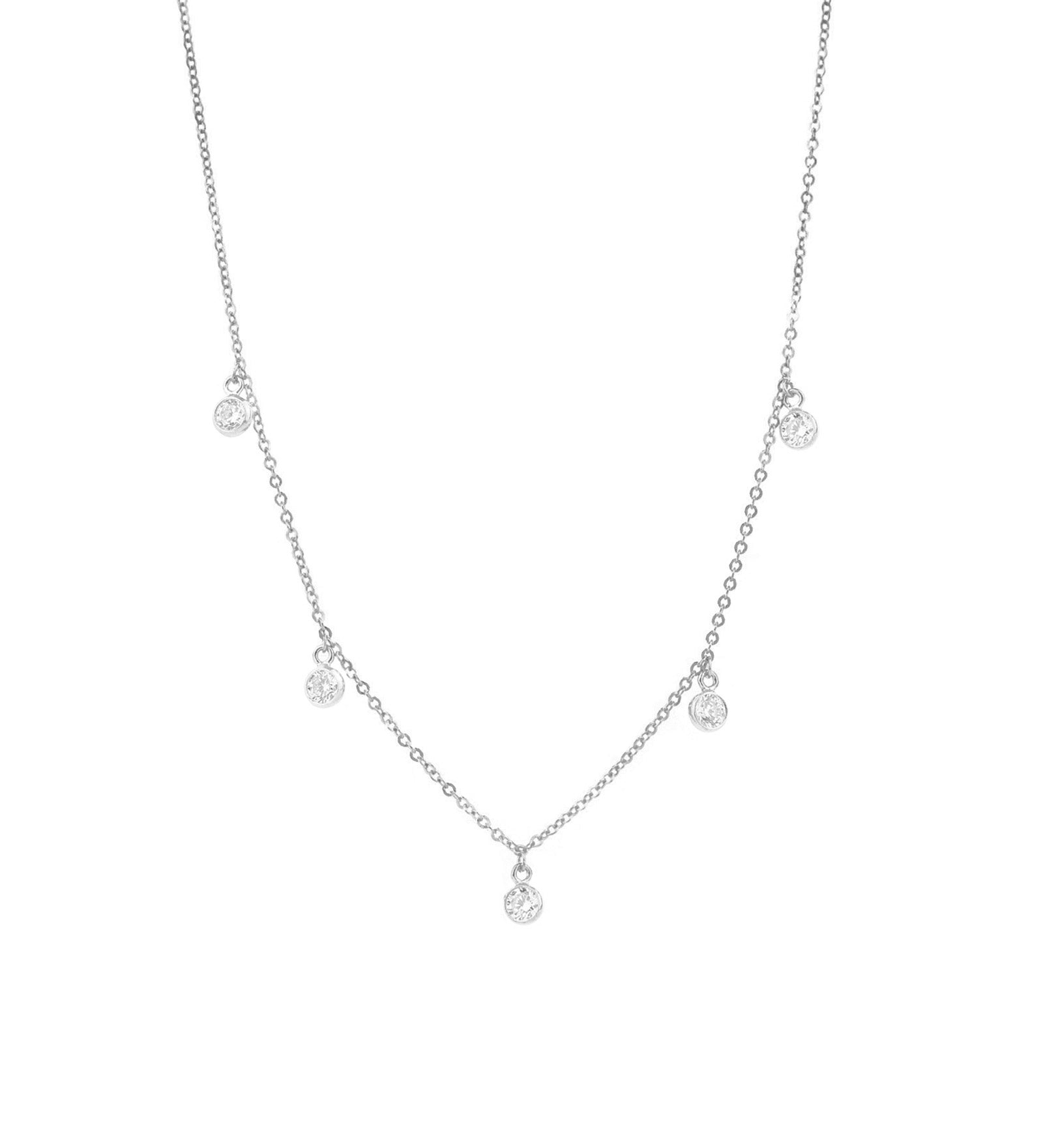 1948-Five Stationed CZ Drop Necklace-Necklaces-Sterling Silver, Cubic Zirconia-Blue Ruby Jewellery-Vancouver Canada