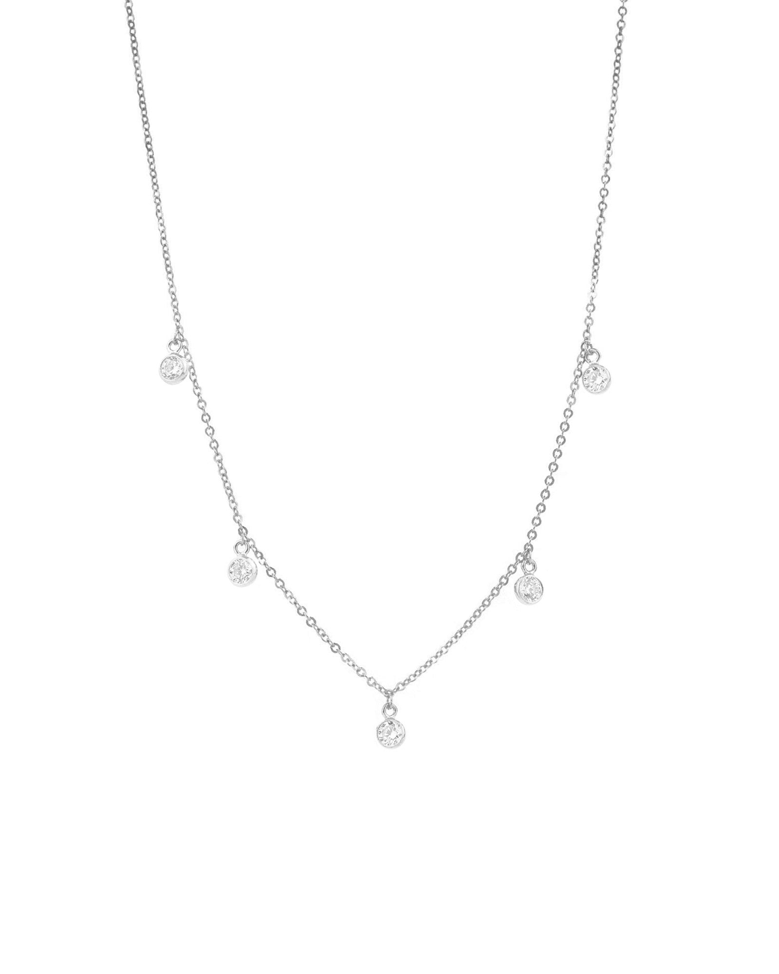1948-Five Stationed CZ Drop Necklace-Necklaces-Sterling Silver, Cubic Zirconia-Blue Ruby Jewellery-Vancouver Canada