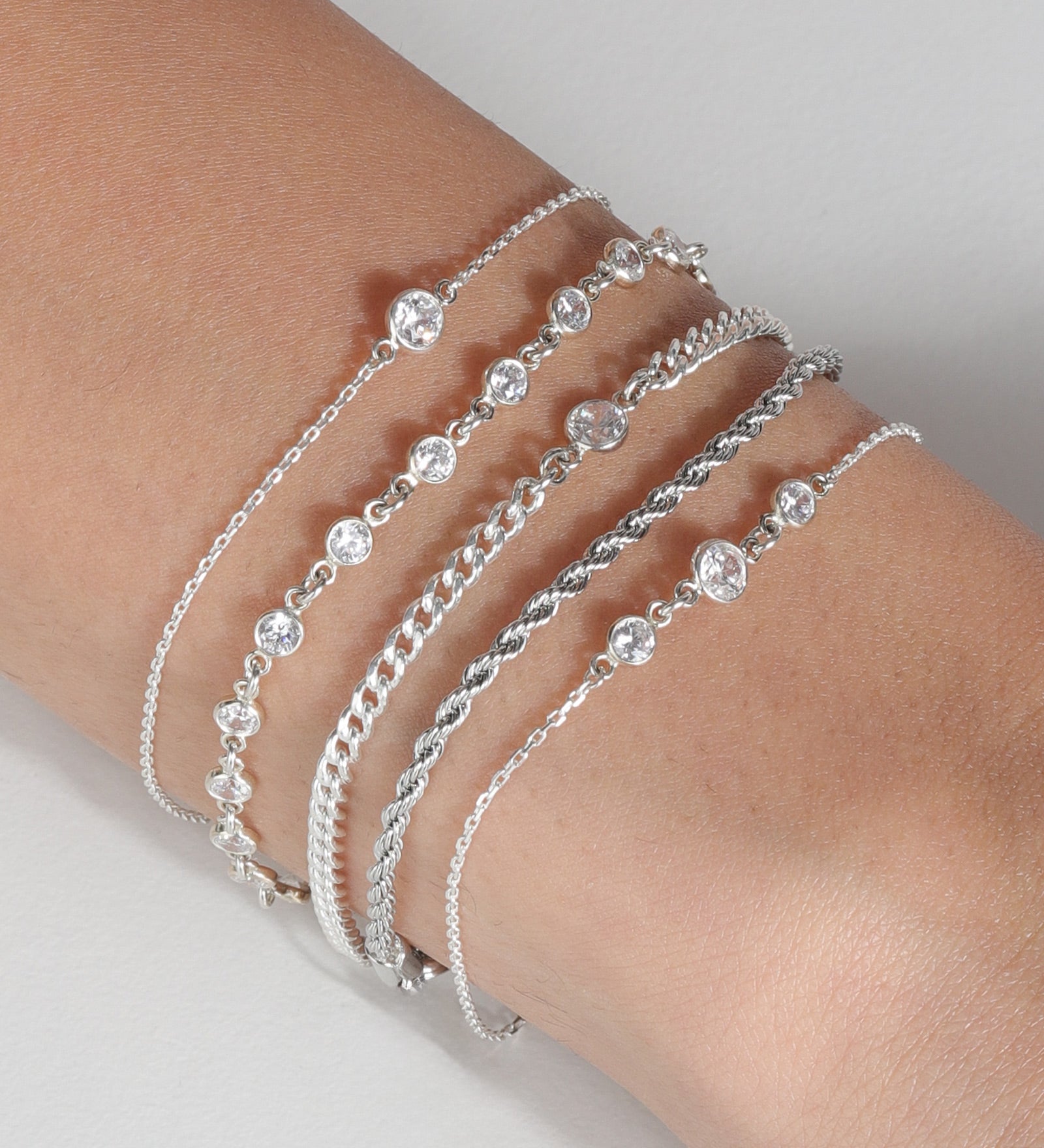 1948-Single CZ Curb Chain Bracelet-Bracelets-Blue Ruby Jewellery-Vancouver Canada