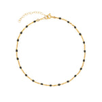 1948-Enamel Beaded Chain Anklet-Anklets-14k Gold Filled, Black Enamel-Blue Ruby Jewellery-Vancouver Canada