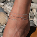 1948-3 Bead Station Anklet-Anklets-Blue Ruby Jewellery-Vancouver Canada