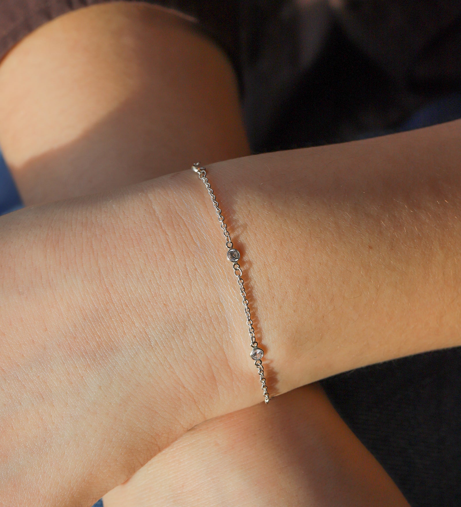 1948-5 CZ Station Bracelet-Bracelets-Blue Ruby Jewellery-Vancouver Canada