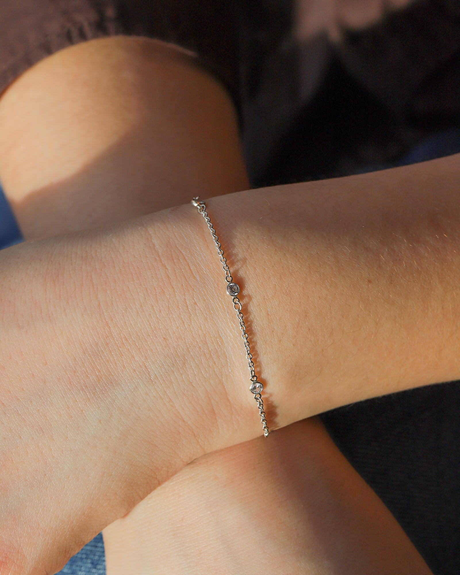 1948-5 CZ Station Bracelet-Bracelets-Blue Ruby Jewellery-Vancouver Canada