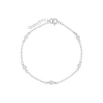 5 CZ Station Bracelet Sterling Silver, Cubic Zirconia