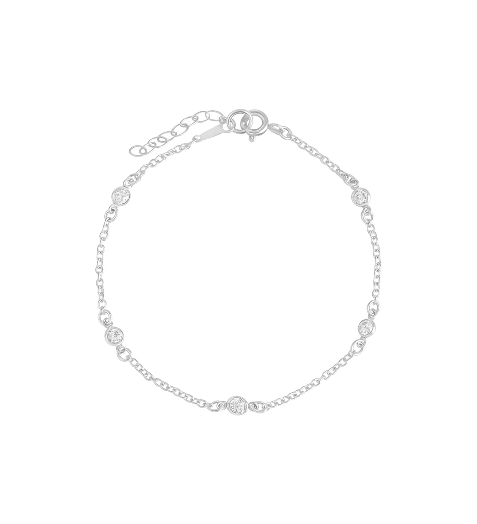 5 CZ Station Bracelet Sterling Silver, Cubic Zirconia