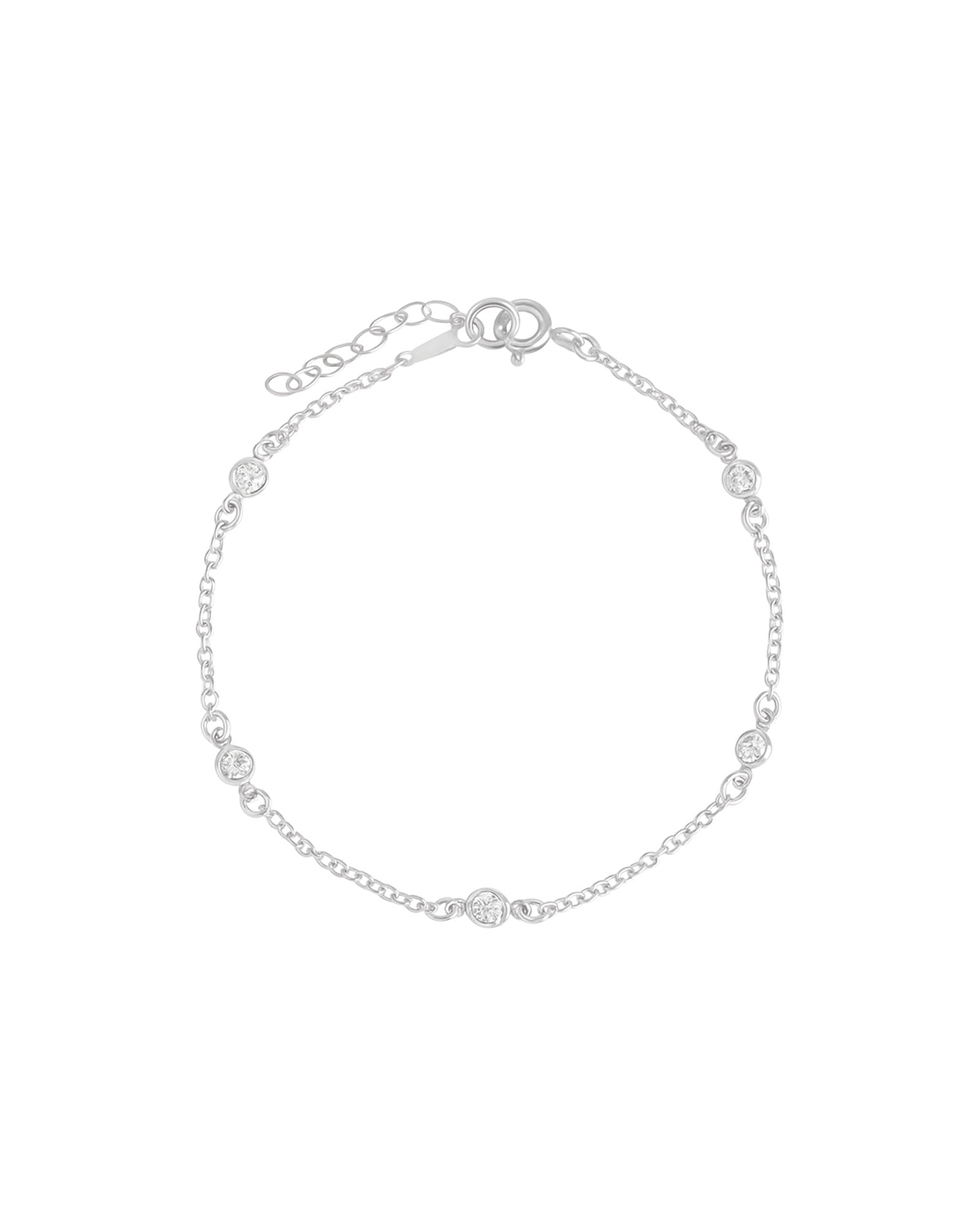 5 CZ Station Bracelet Sterling Silver, Cubic Zirconia