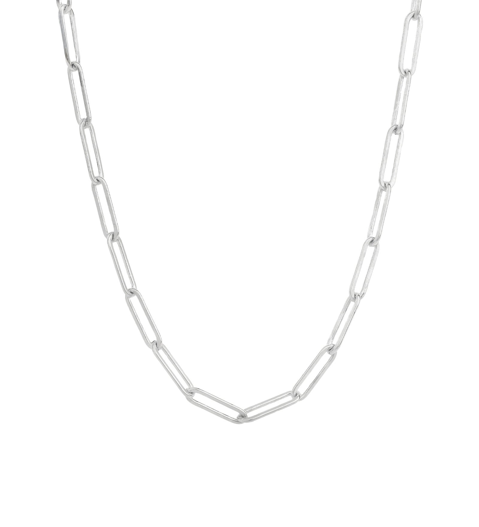1948-Large Paperclip Chain Necklace | 16"-Necklaces-Sterling Silver-Blue Ruby Jewellery-Vancouver Canada