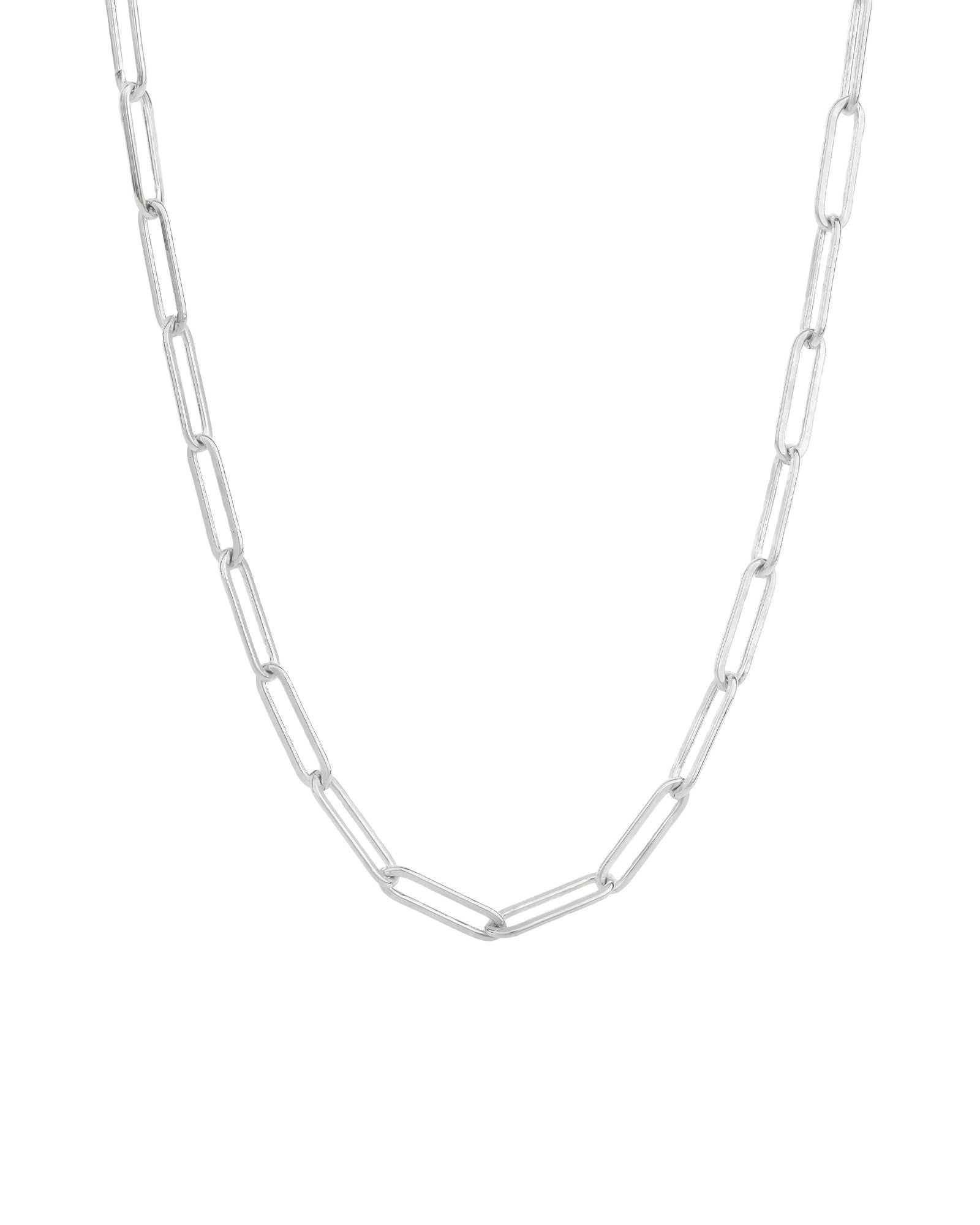 1948-Large Paperclip Chain Necklace | 16"-Necklaces-Sterling Silver-Blue Ruby Jewellery-Vancouver Canada