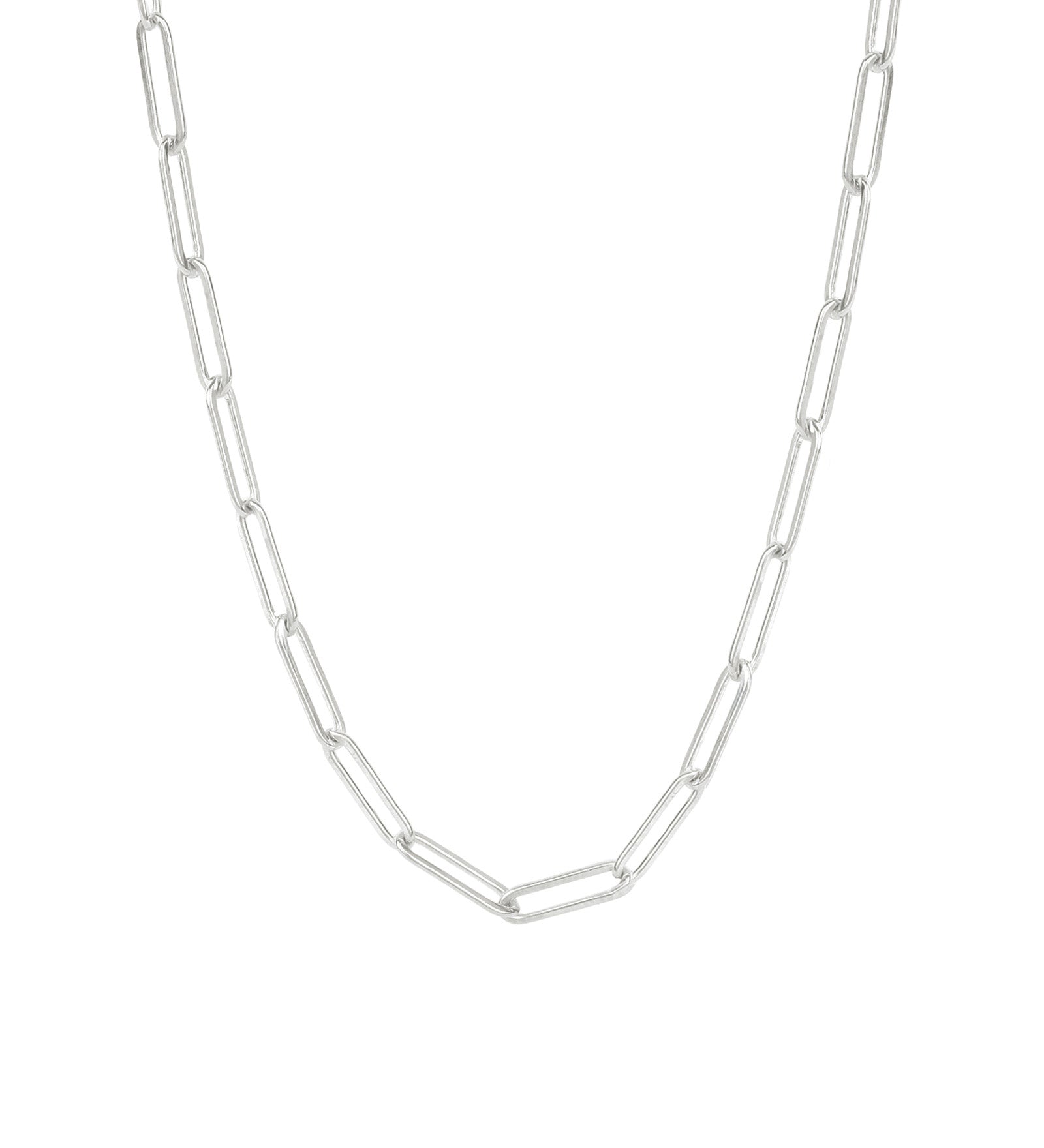 1948-Large Paperclip Chain Necklace | 18"-Necklaces-Sterling Silver-Blue Ruby Jewellery-Vancouver Canada