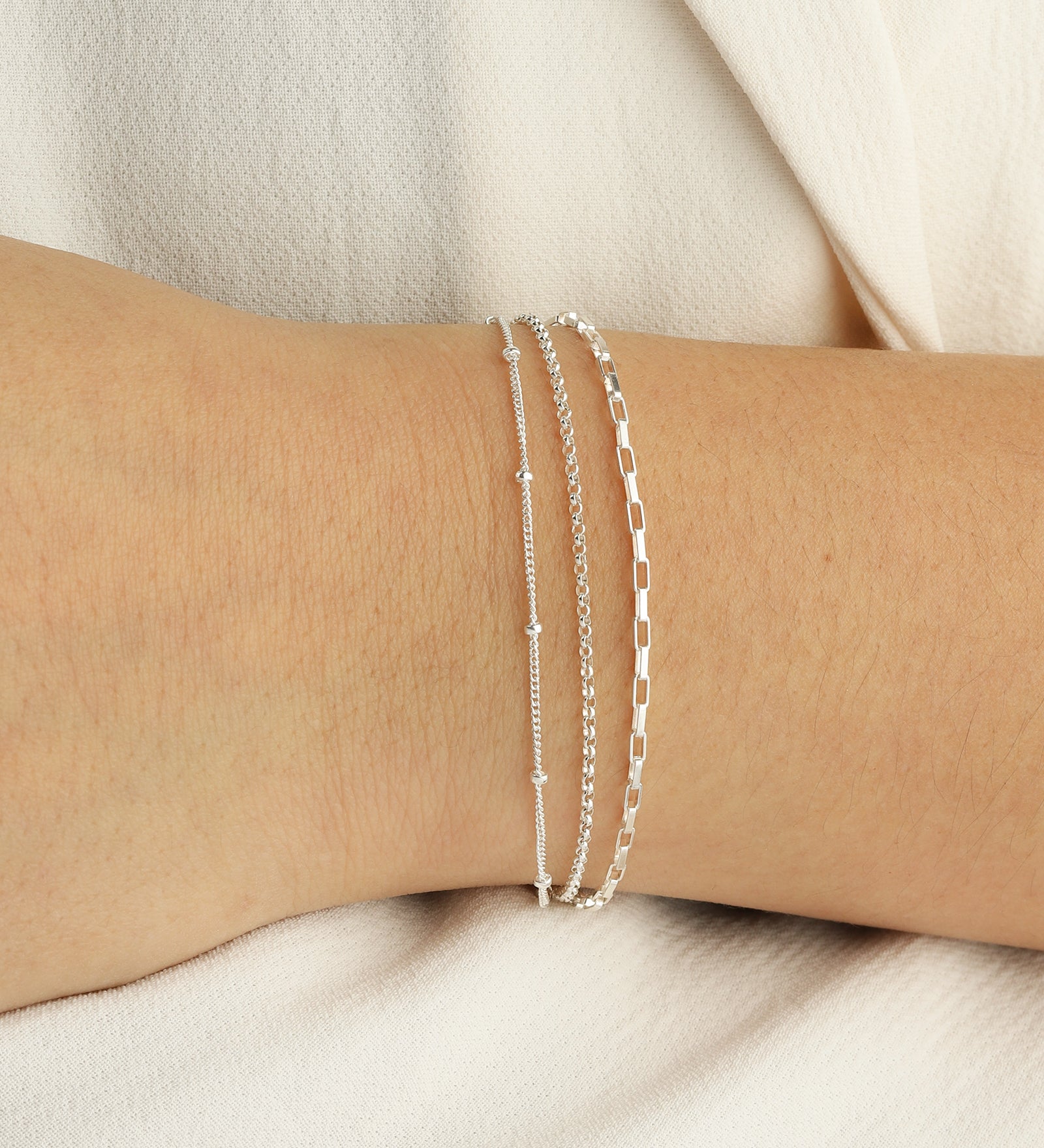 3 Row Multi Chain Bracelet Sterling Silver