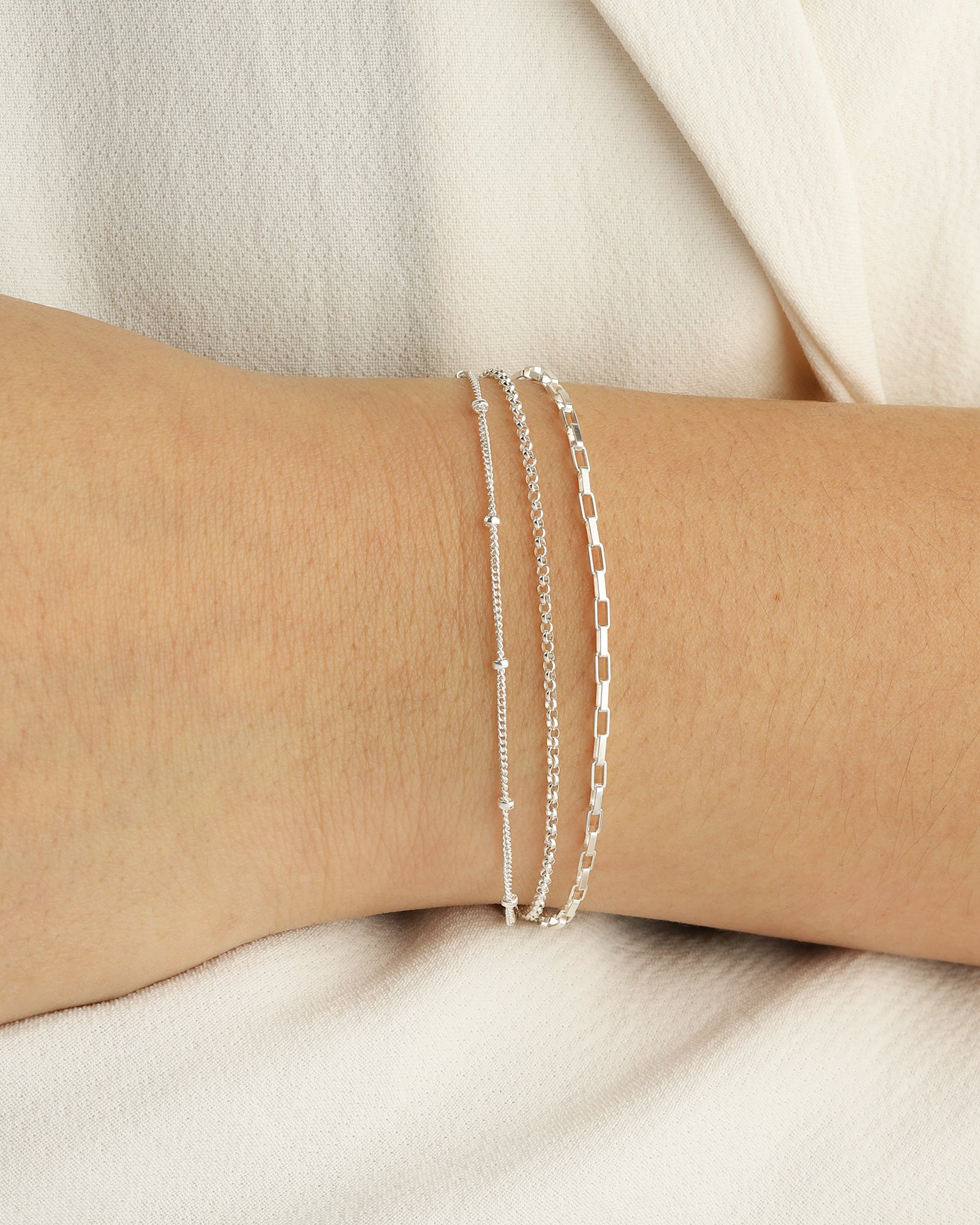 3 Row Multi Chain Bracelet Sterling Silver