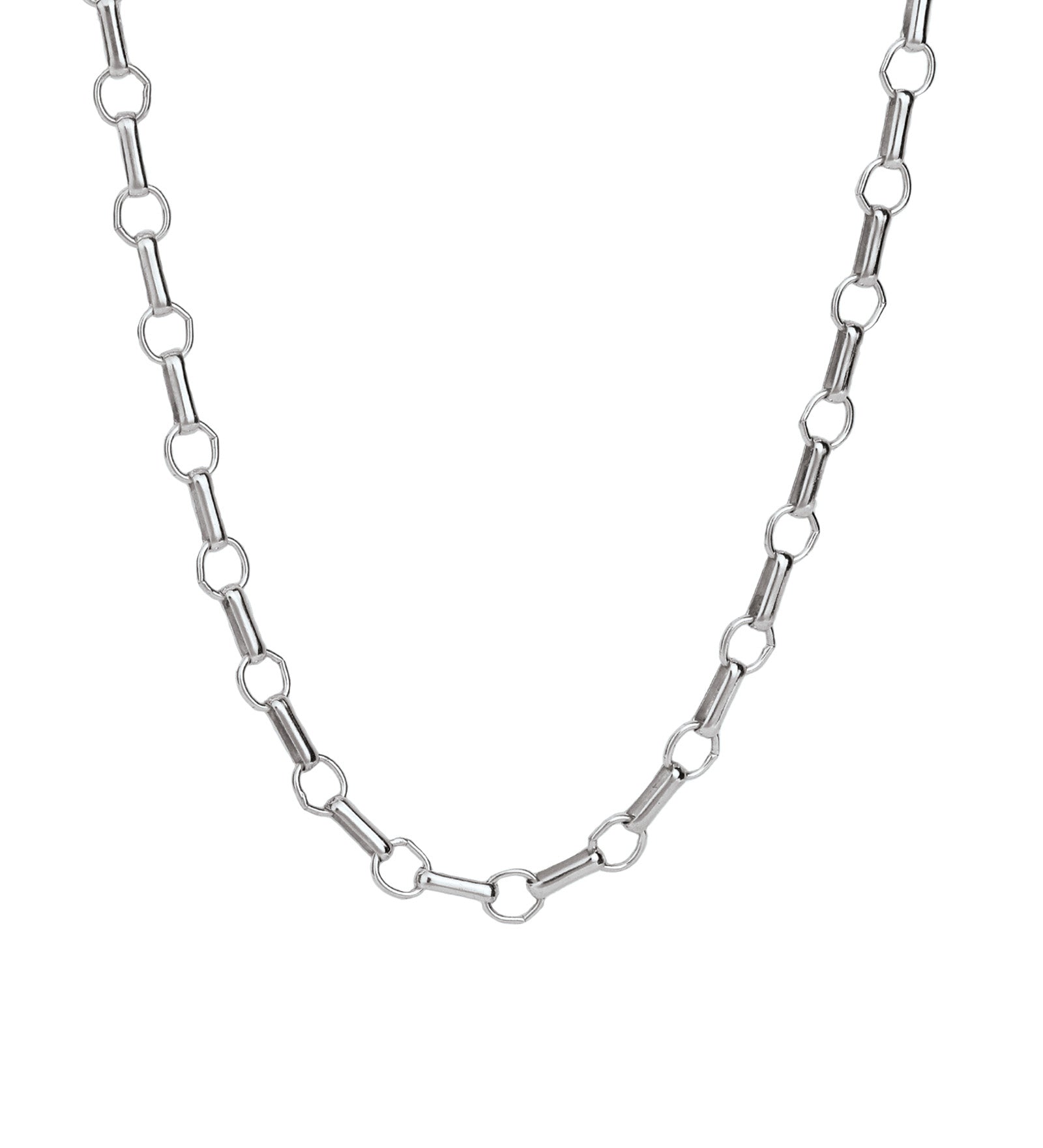 Rolo and Round Link Necklace | Medium Sterling Silver