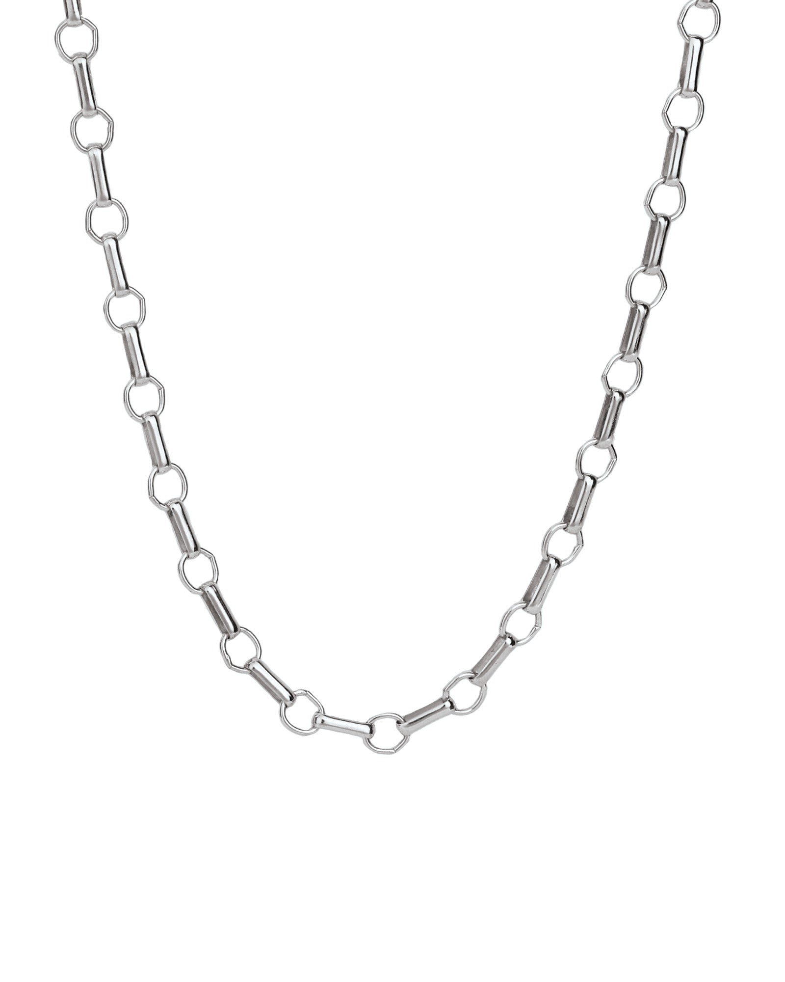 Rolo and Round Link Necklace | Medium Sterling Silver