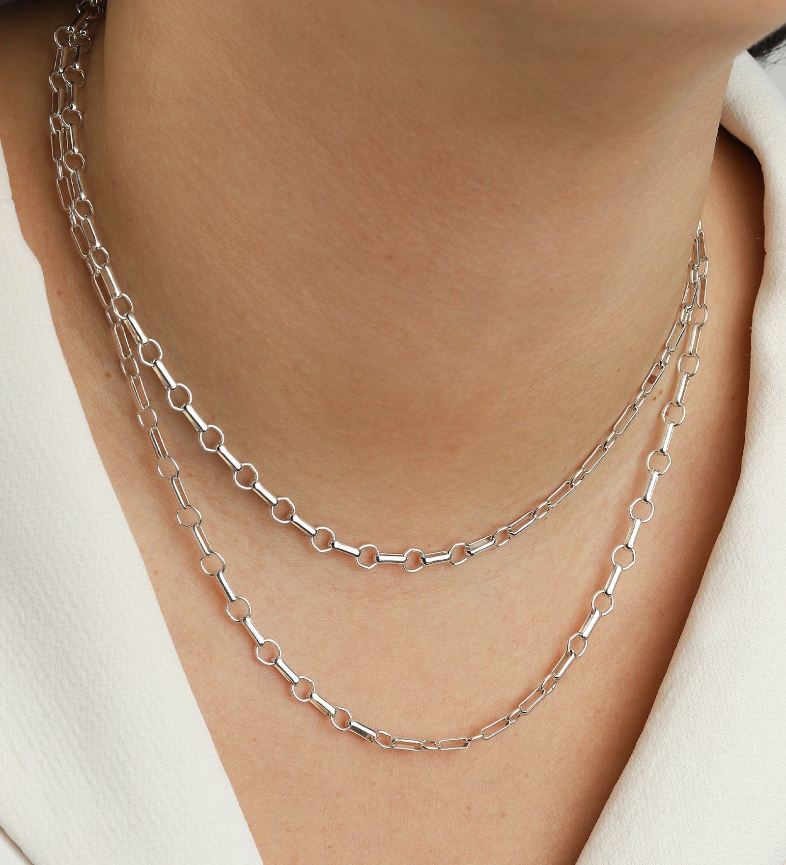 Rolo and Round Link Necklace | Medium Sterling Silver