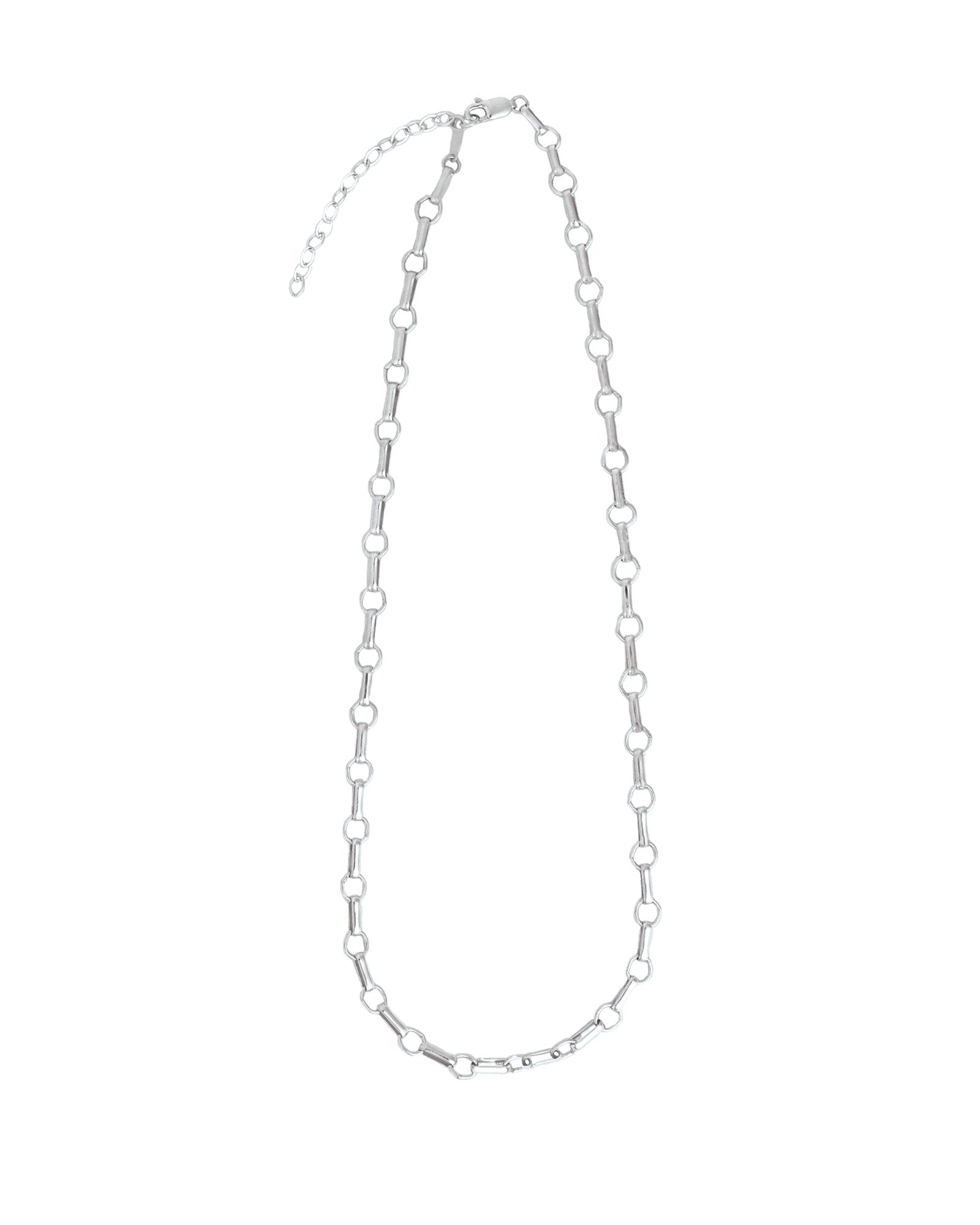 Rolo and Round Link Necklace | Large Sterling Silver