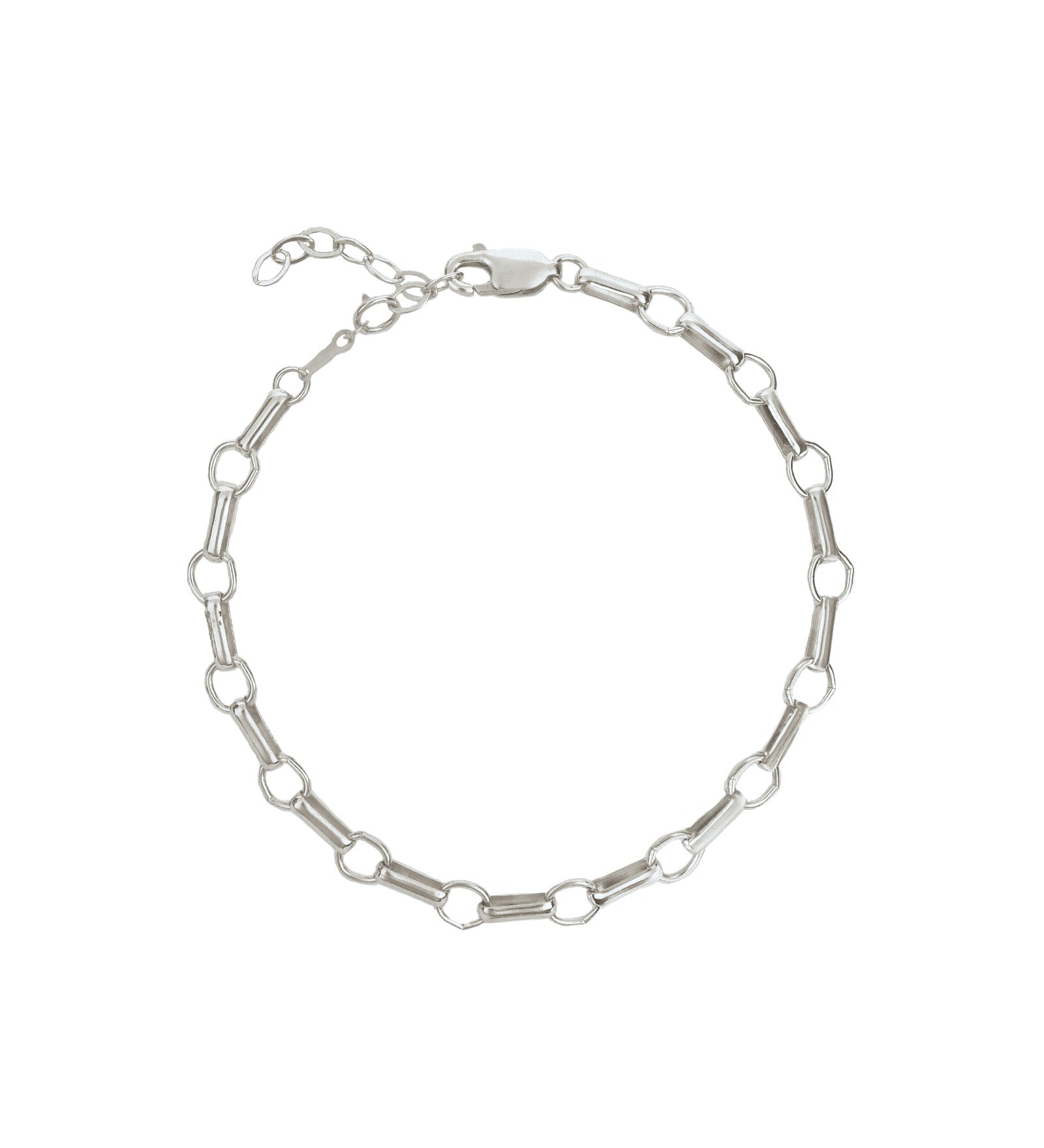 Rolo and Round Link Bracelet Sterling Silver