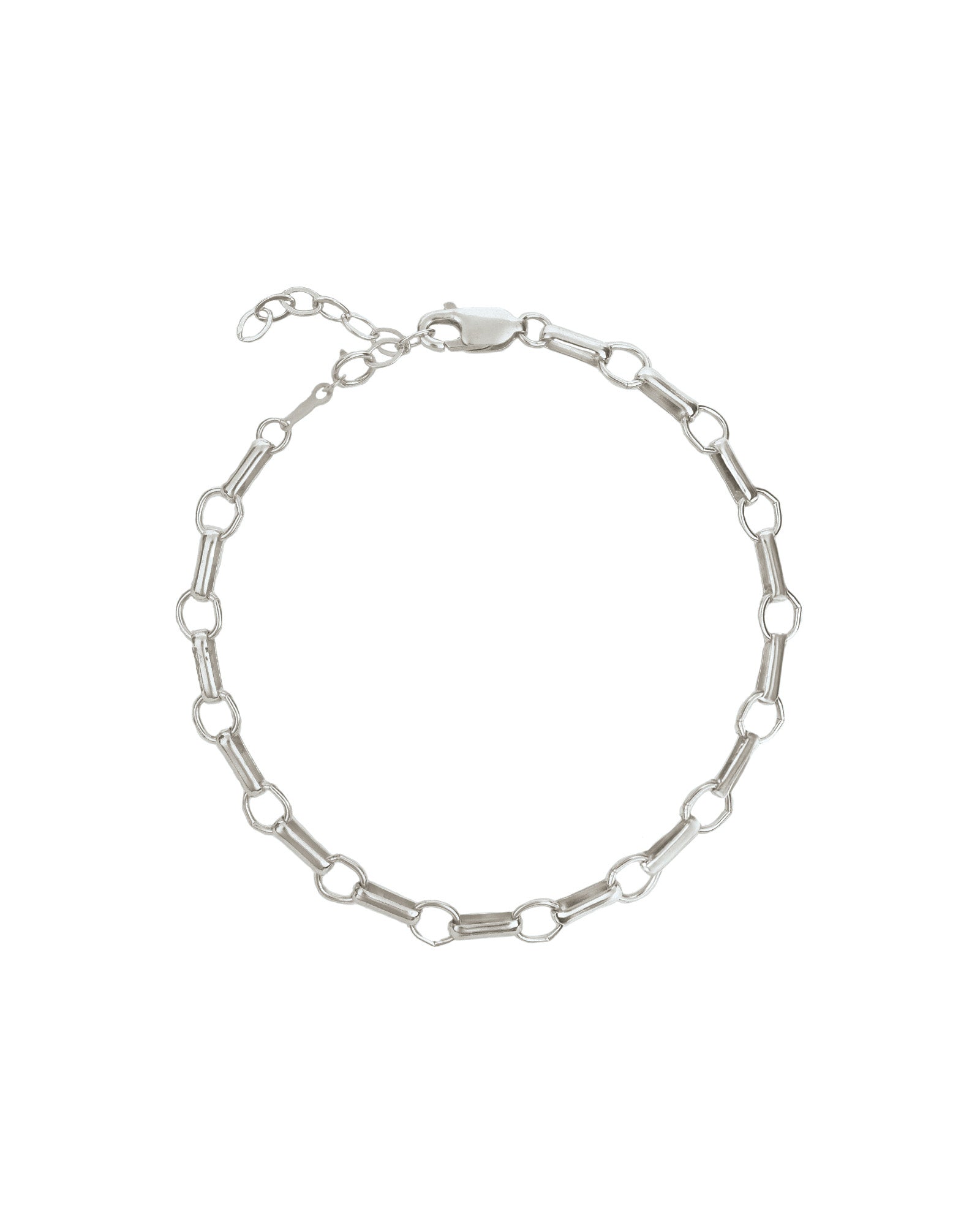 Rolo and Round Link Bracelet Sterling Silver