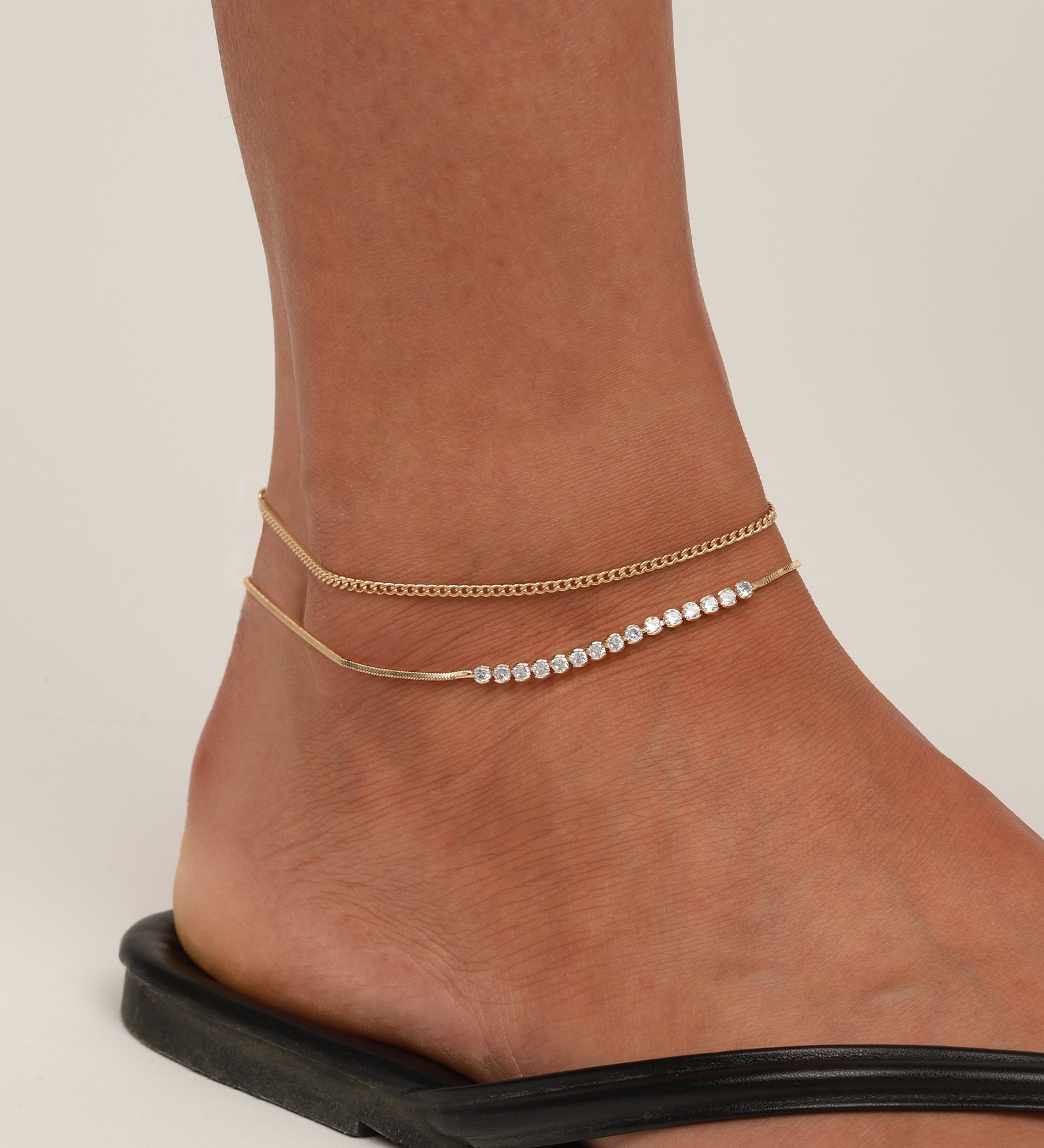 1948-Classic Curb Chain Anklet | 2mm-Anklets-Blue Ruby Jewellery-Vancouver Canada